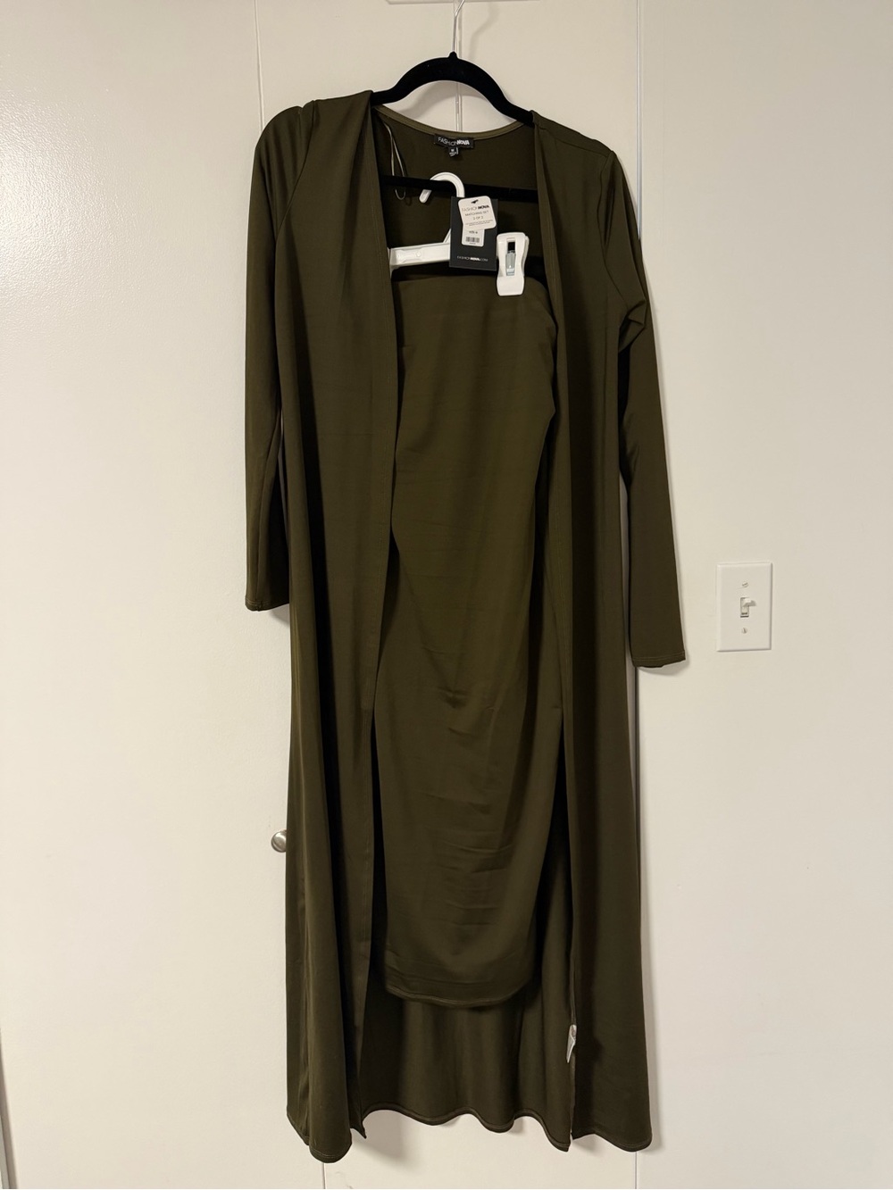 Fashion Nova Olive Green Long Sleeve Maxi Dress